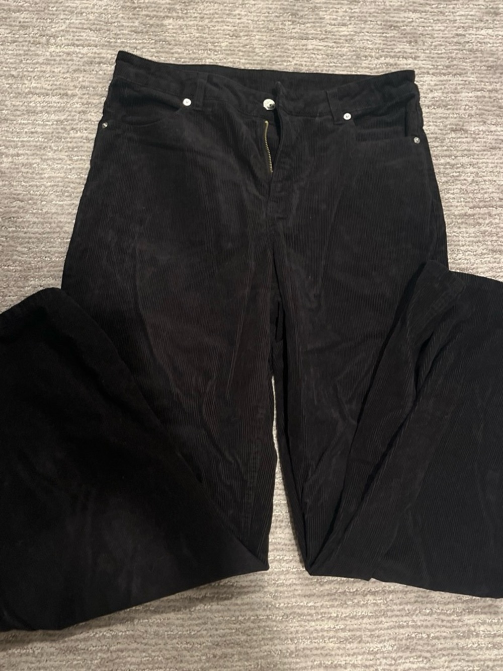 H&M Black Corduroy Wide-Leg Jeans